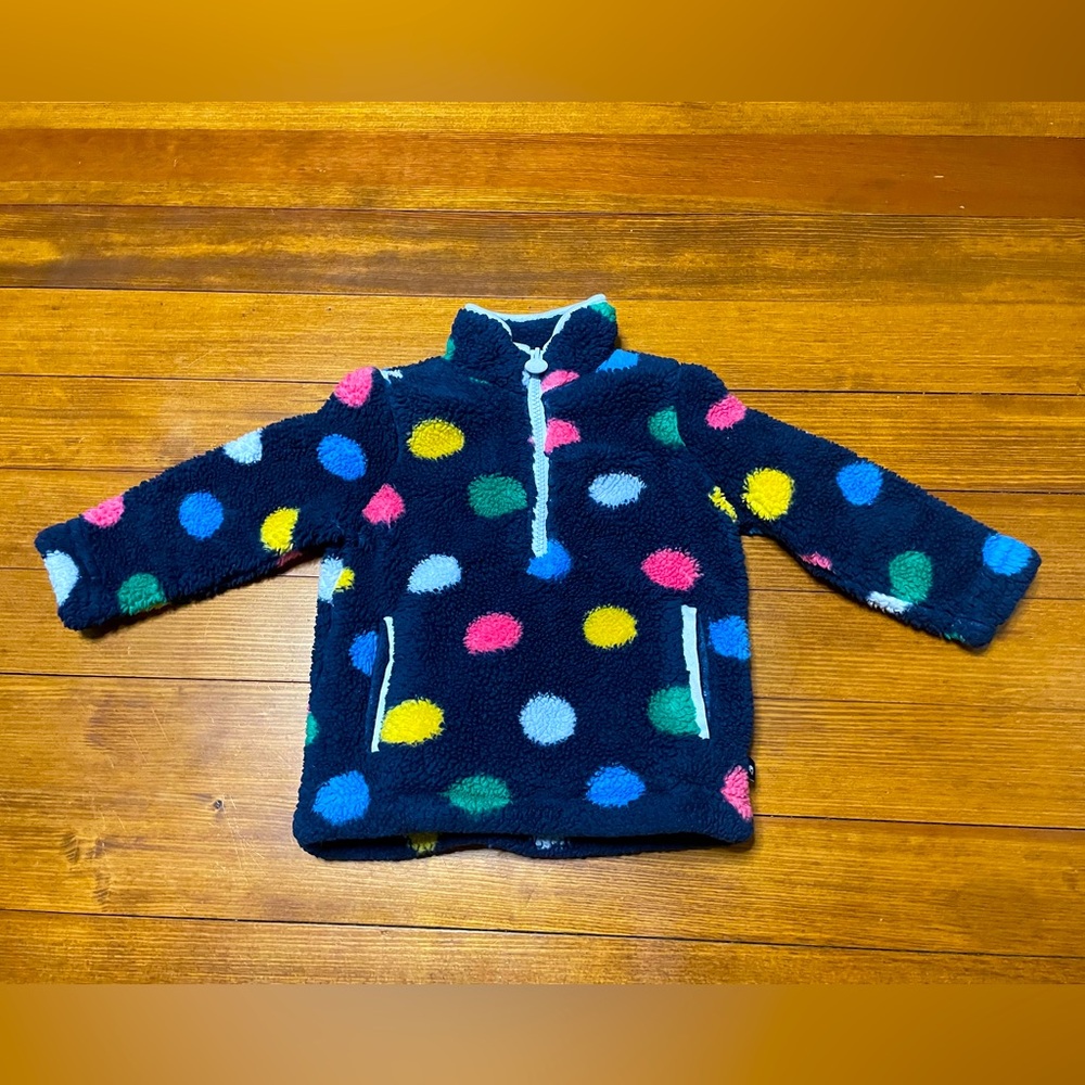 Joules Navy Fleece Pullover w Multicolor Dots Size 2